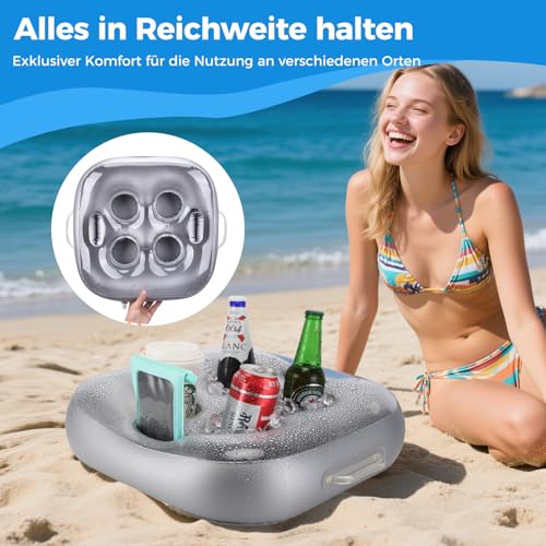 Aufblasbarer schwimmender Pool Getränkehalter mit，Großes Fassungsvermögen - Ideal für Pool, Party, Strand und Whirlpool，6 Löchern