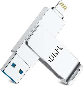 Apple MFi Certified iDiskk iPhone USB Memory 256GB External Hard Drive Hard Disk Lightning Ranking iOS External Storage Plug & Play One-Click Automatic Backup Highly Compatible with All iPhone iPad