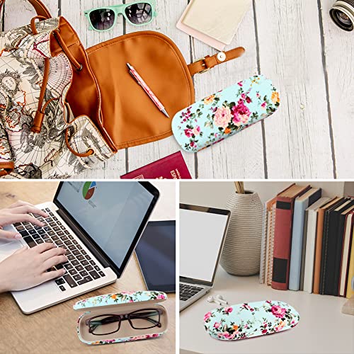 Image of Glasses Case Hard Shell Eyeglass Case for Women Fabrics Floral Retro Spectacle Case Box Portable