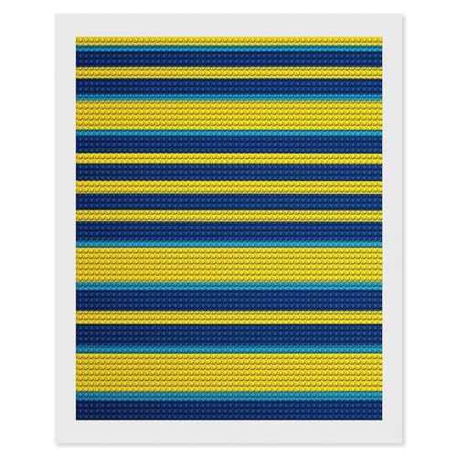 Kit de peinture diamant 5D rayures jaunes et bleues art mural adultes PNOMEDPKJ