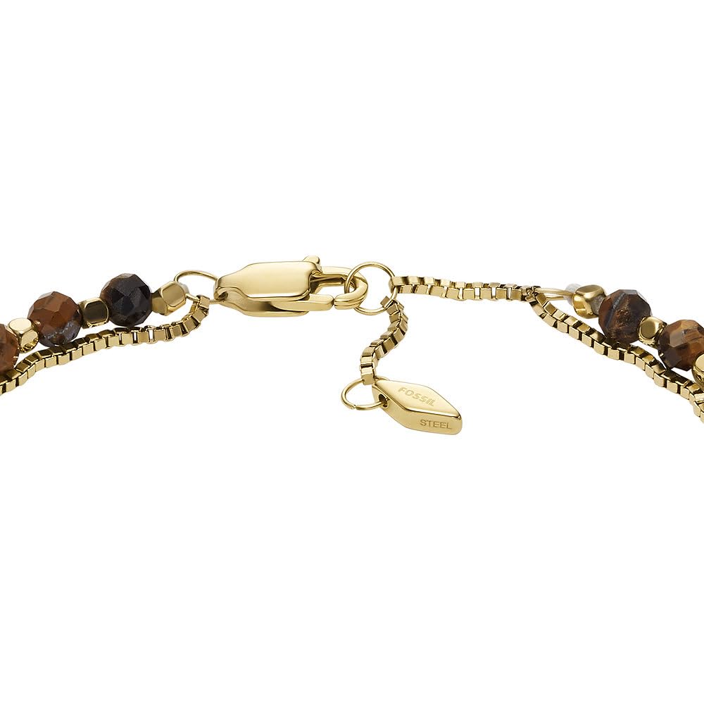 Fossil Bracciale da donna con perline semi preziose e chiusura a moschettone