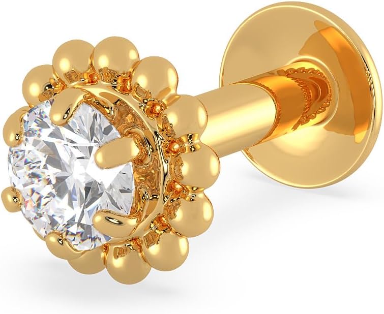 Malabar Gold & Diamonds 22KT | Pure Yellow Gold Precious Stone Nose Pin For Women