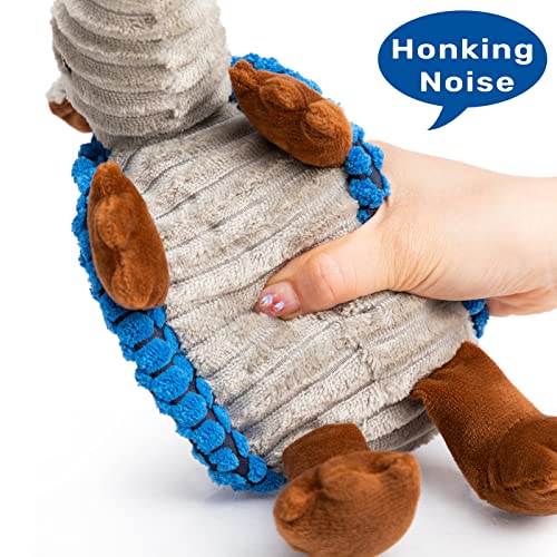 Image of Hollypet Plush Dog Squeaky Toy Stuffed Armadillo Animal Pet Puppy Chew Toys with Clean Teeth for Small Medium Large All Breed Sizes Dogs, Blue, 8 in