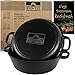 STOVEST® Emaliowany garnek żeliwny 26 cm z patelnią 4,6 l [wraz z książką kucharską] - kompatybilny z indukcją - naczynie do pieczenia 2 w 1, kazan, garnek do duszenia, pieczenia, żeliwny garnek do pieczenia chleba, garnek do chleba