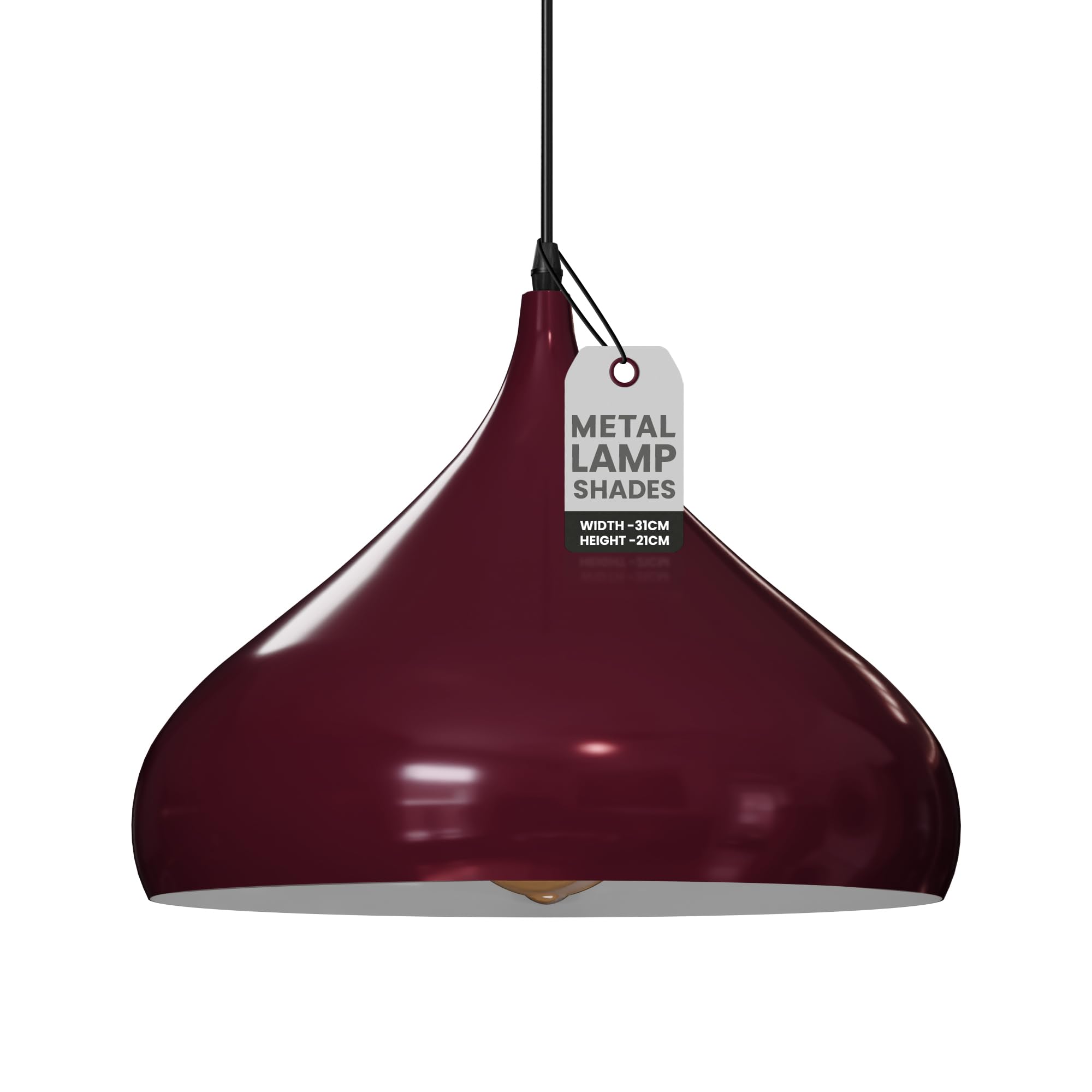 LEDSone Metal Lamp Shades Living Room Ceiling Pendant Light Shade 31.5cm Easy Fit Lampshades Only for Industrial Ceiling Light Fitting Bedroom, Kitchen, Burgandy