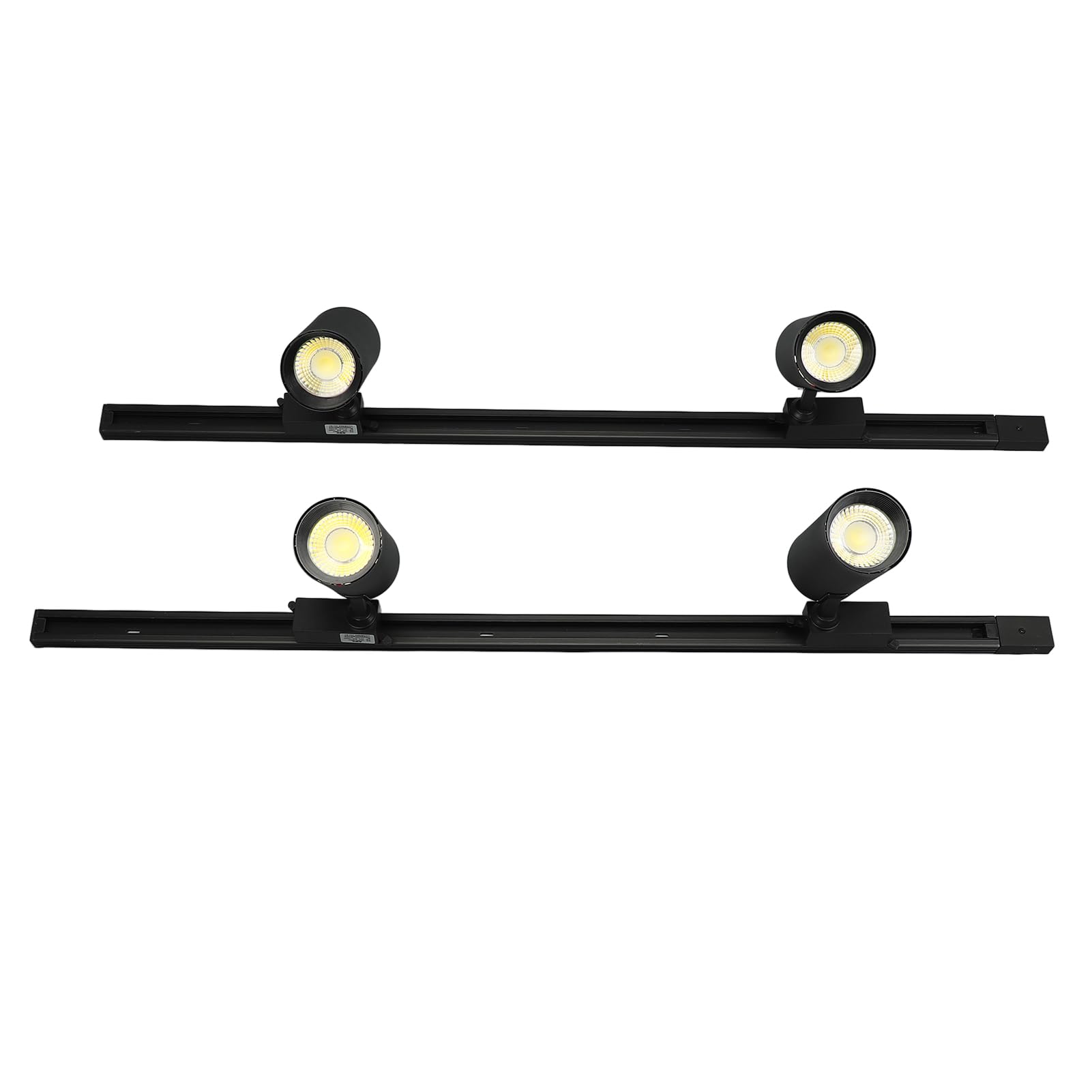 Foco LED sobre Carril, Kit de 4 Focos, Negro Mate, IP42 Resistente Al Agua, Fácil Instalación, Amplio Ángulo de Iluminación, Ideal para Showrooms, Exposiciones, Luz Blanca 6000K