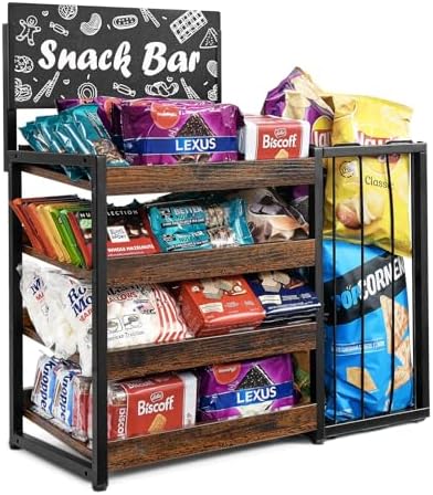 Candy Display Rack, 4 Tier Snack Display for Countertop,Wooden Co...