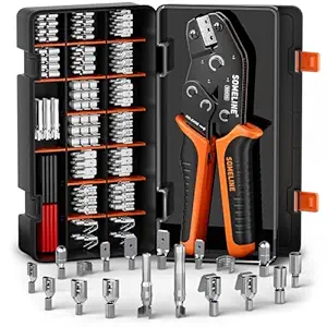 SOMELINE Wire Terminal Connector Crimping Tool Kit,3.9mm 4.8mm 6.3mm 18-10 AWG Crimper, Non-Insulated Copper Connector for Use on Connectors, Male Female Spade and Ring Terminal