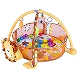 Tapis de bébé rampant : livré avec plusieurs balles colorées dans la tête de l'animal pour que bébé puisse jouer