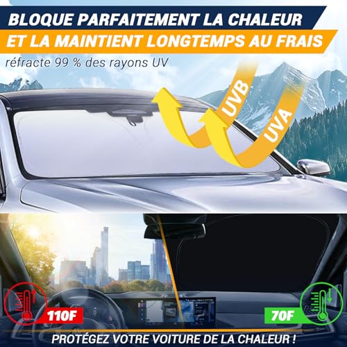 Beurseaf Pare-Soleil Voiture,Pare-Brise de Voiture,Protection UV Voiture,2025 Pliable Parasol réfléchissant avec Protection UV pour Pare-Brise Voiture (L) – vue 3