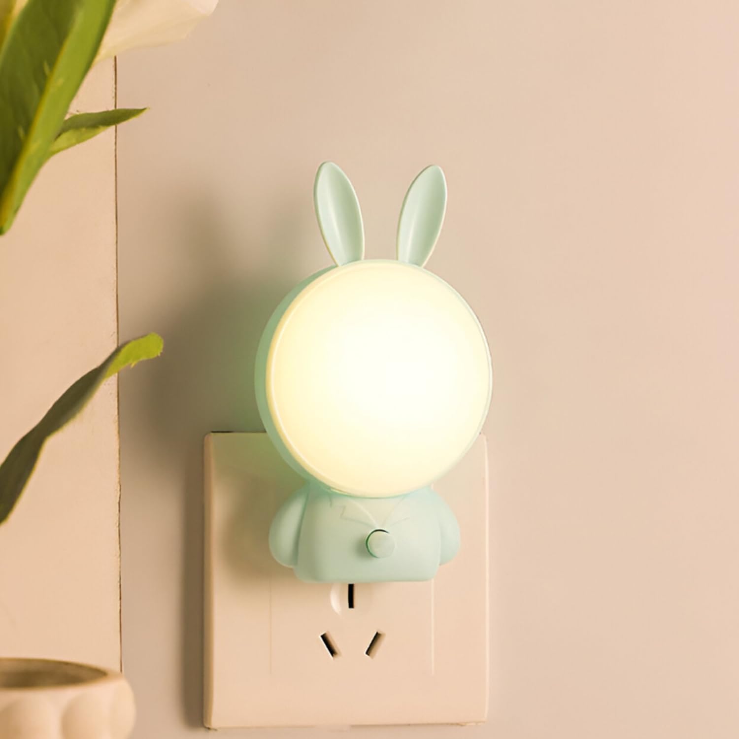 ascension Cartoon Rabbit Shape Night Lamp LED Plugin Lamp for Kids Room with Warm Cool Light Energy Saving Portable Wall Night Light Decor Item for Bedroom Gift Birthday Home Office Decor (Assorted)-image-49