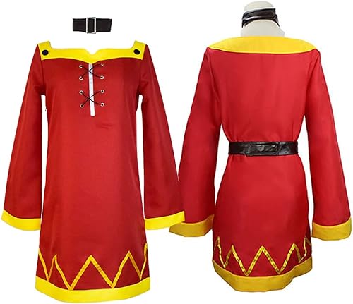 Miniatura 5 de Smehei Disfraz de cosplay de Megumin Konosuba, traje de megumin, vestido rojo, uniforme completo con sombrero para mujer