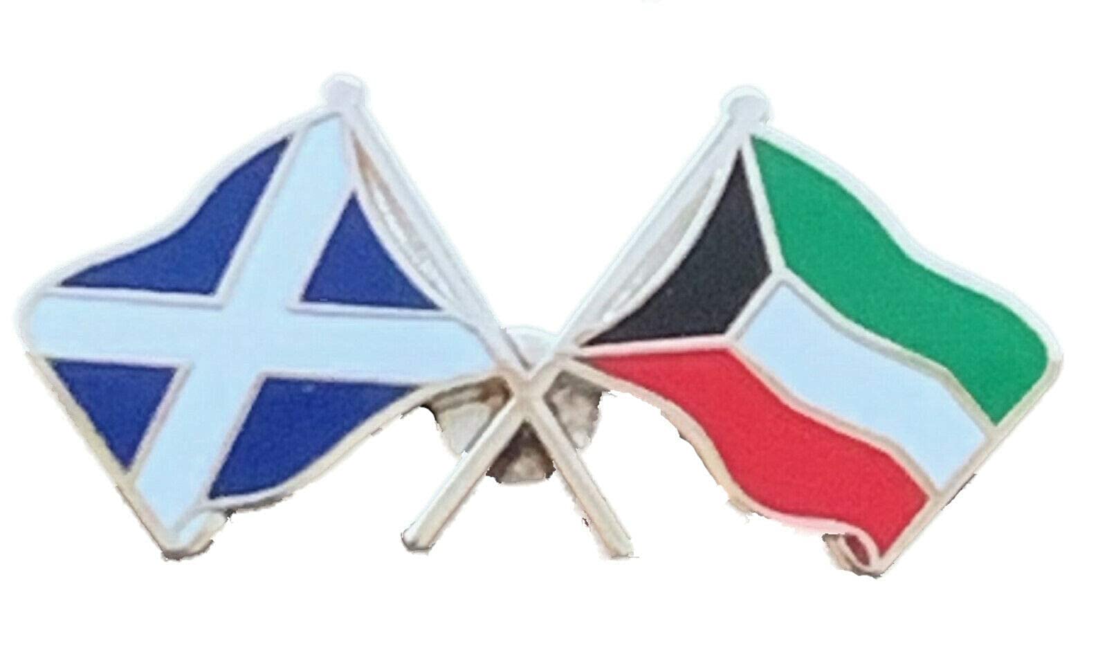 emblems gifts Scotland & Kuwait Flags Friendship Courtesy Enamel Lapel Pin Badge T1133