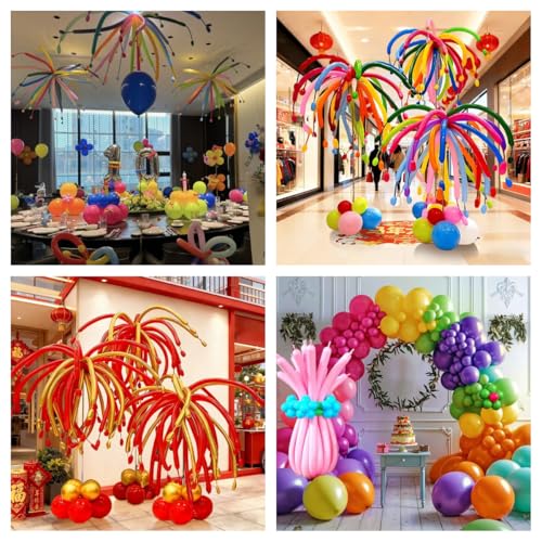 KAIQIZON 228 pcs Balloon Arch Kit with Glue Got Ribbon Stand Strip, Assorted Rainbow Latex Metallic Clear Confetti Long Animal Rocket Balloon for Birthday Graduation Party Wedding Decorations — view 4