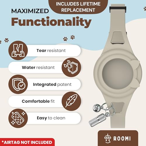 Hypoallergenic Apple Airtag Cat Collar with Breakaway Clasp, Bell & ID Tag. Compatible with Airtag. Waterproof & Lightweight cat Collar airtag Holder. Durable & Tear Resistant Air Tag Cat Collar. - Image 4