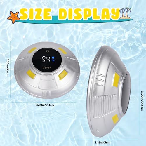 Image of Baby Bath Thermometer - Digital Floating Water Thermometer with LED Display & Color Temperature Alerts, Rechargeable Bath Toy for Infant Bathtub Safety, Newborn Bath Essentials Gift