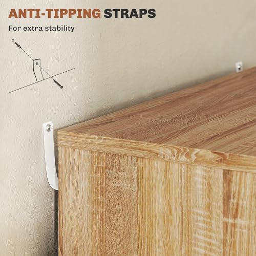 Vinsetto Vertical File Cabinet, 5-Drawer Mobile Office Cabinet for Study, Home Office, Oak - Image 6