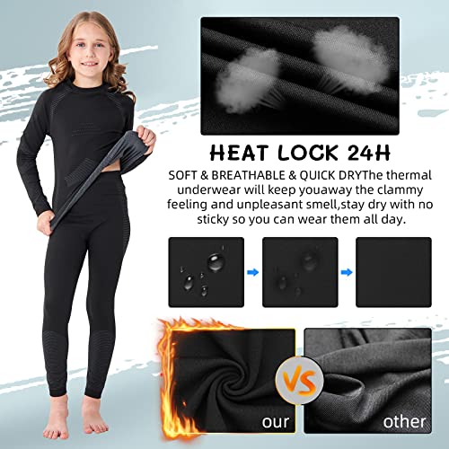 Homord Set Intimo Termico Bambino Traspirante Tessuto di Carbone di bambù Intimo Funzionale Set Biancheria Intima Termica Buono per Il Calcio, Lo Sci, l'hockey su Ghiaccio, la Corsa, Il Sonno - Image 5