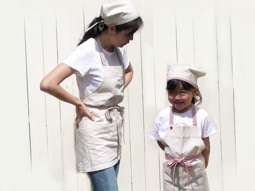 [cottonNINA] ショートエプロン＆三角巾 M/ロング/紐タイプセット 大人用 ASASET-MLH