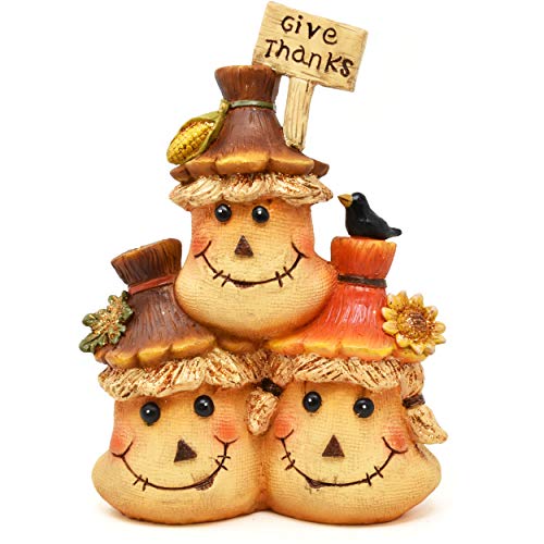 Gift Boutique Thanksgiving Decorations Give Thanks Scarecrow Sack Figurine Table Topper Harvest Autumn Resin Centerpiece Fall Figure for Fireplace Mantle Porch Garden Yard Home Party Decor Accessories