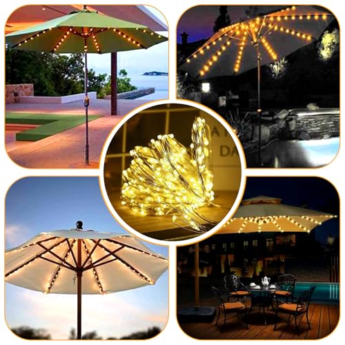 Sonnenschirmbeleuchtung, 104LEDs Sonnenschirm Beleuchtung mit Fernbedienung, IP67 Sonnenschirm Lichterkette, Garten-Sonnenschirmlichterkette, Baldachin Dekorative Strip Lichter für Camping-Zelt