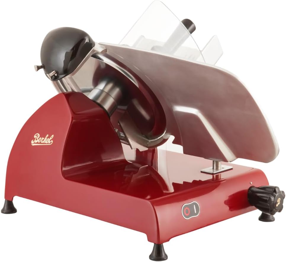 Berkel Red Line 300 Electric Food Slicer | 12" Blade | Built-In Sharpener | Heavy Duty & Precise | Premium Deli Slices at Home | Italian Heritage Since 1898 (Red)