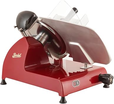 قطاعة طعام كهربائية Berkel Red Line 300 | شفرة مقاس 12 بوصة | مبراة مدمجة | متينة ودقيقة | شرائح طعام فاخرة في المنزل | تراث إيطالي منذ عام 1898 أحمر