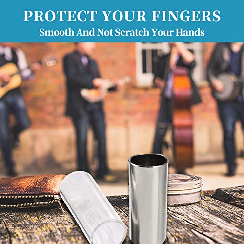 Slide Gitarre Set, XCOZU Anti-Pain Knuckle Protection Cover Slide Guitar 2 Stücke Gitarren Slider Glas und Gitarre Steel Slide, für Anfänger und Profis in Box für Gitarre, Bass