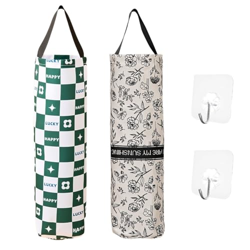 JYNXOR 2 Pcs Guarda Bolsas De Plastico Cocina, Dispensador Organizador Bolsas Plástico, para Bolsas de Basura Colgantes, Bolsa de Almacenamiento Colgante de Malla para el Hogar Cocina(con 2 Ganchos)