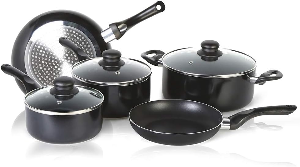 8-Piece Nonstick Cookware Set pots and Pans Set Non Stick saucepans Sets Induction Pans Set Oven Safe Induction cookware Set Non Stick Set with Glass lid
