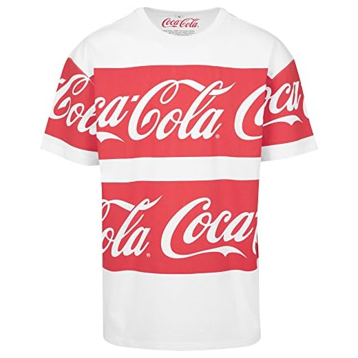 MERCHCODE Camiseta de Manga Corta para Hombre, diseño de Coca Cola, Hombre, Camiseta, MC137, Blanco, Small