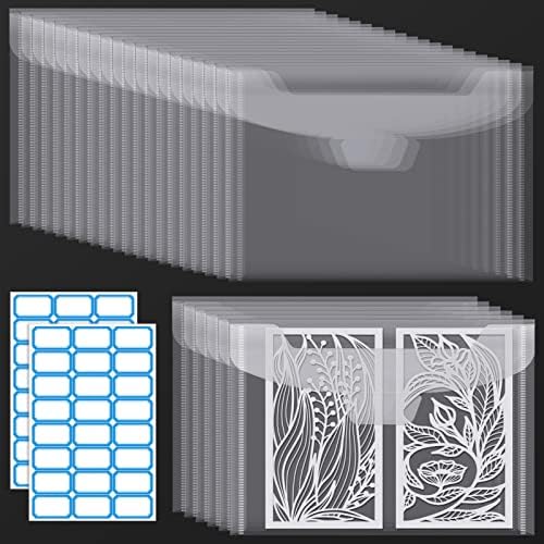 Csyidio 28 Pieces Stamp and Die Storage Bag 9.4 x 7 Inch Sizes Scrapbooking Storage Die Cuts Storage and Label Stickers for Cutting Dies Stencil Stamp Crafts for Die Cuts for Card Making