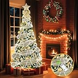 6FT Pop Up Christmas Tree with Lights, Collapsible Artificial Christmas Tree with 8 Lighting Modes and Timer Remote, Easy Storage, Pre-Lit Xmas Tree for Home Office Apartment Party Holiday Decor