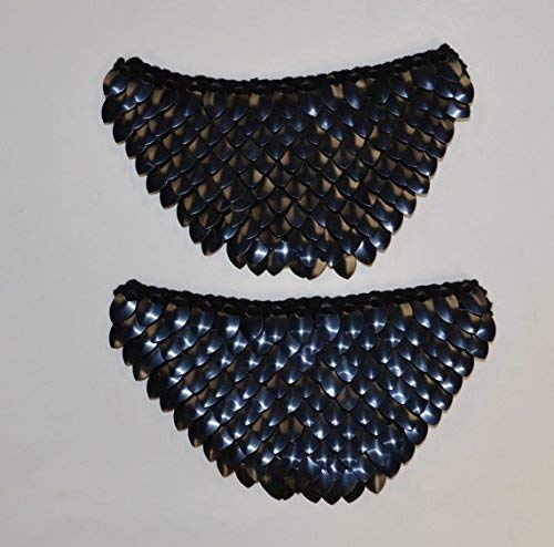 Scale Mail Epaulettes in Knitted Dragonhide Armor - Black Knight3