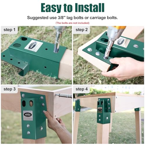 MOFEEZ Deer Stand Brackets 4x4, Heavy Duty Elevator Bracket with Powder Coated for Deer Blind, Outdoor Hunting Platform, Blind Box, Treehouse, Shooting Shack, Over 2000 lb Capacity, Green, Pack 8 by MOFEEZ - Used condition - Image 7