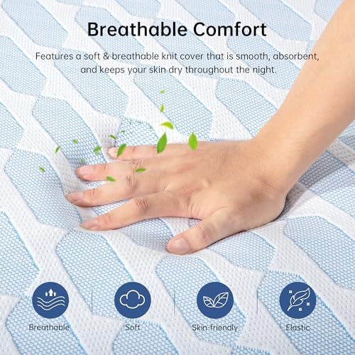 TFD Twin Size Mattress, 6 Inch Cooling Gel Memory Foam Mattress in a Box for Pressure Relief, No Fiberglass, Motion Isolation, Removable Washable Cover, Medium Firm, 75''L x 38''W - 2