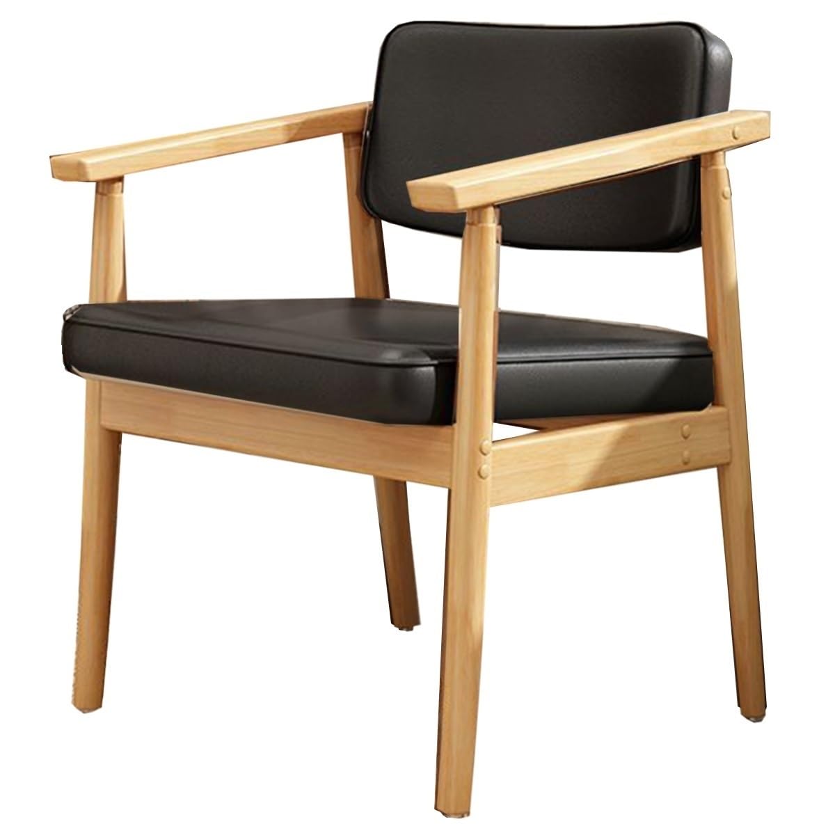 ASerZenith Modern Executive Office Chairupholstered Leather Accent Chair With Arms Padded Seat Ideal For Conference Meeting Waiting Room & Natural,Nero-Natural