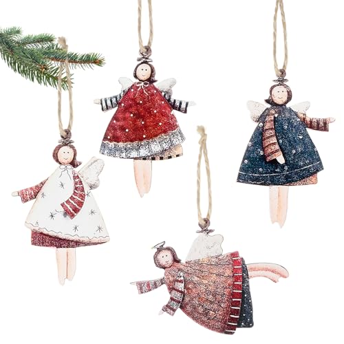 MELLIEX 24 Stück Weihnachtsbaumschmuck Holz Anhänger, Engel...