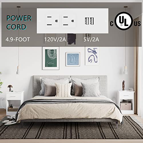 Reettic Nightstand With Charging Station And Usb Ports & Power Outlets, Wooden End Table With Drawer And Opening Shelf, Side Table For Bedroom, White Rctg101We #TOP2