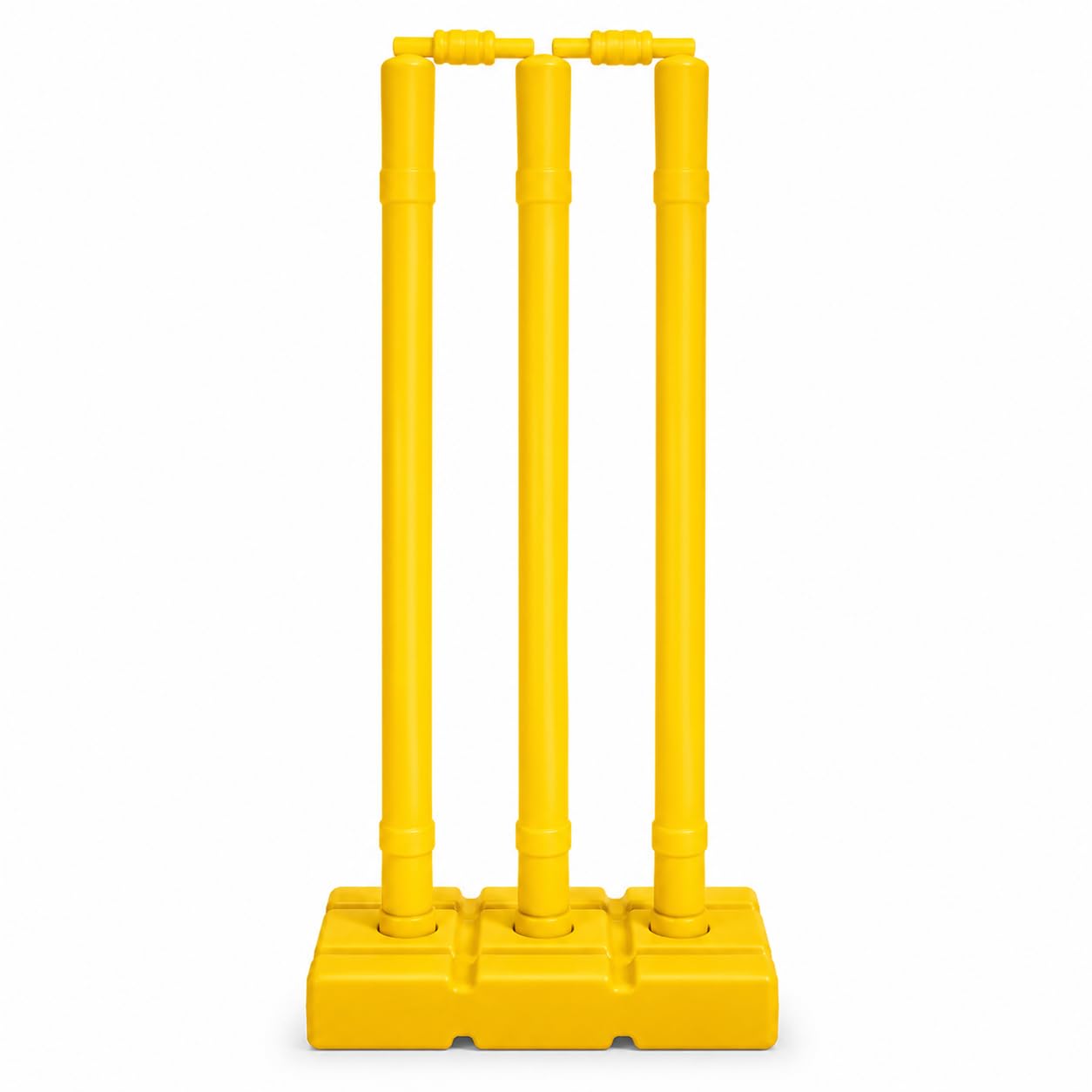 Plastic Cricket Wicket Set with Stumps & Base | Durable Practice Wickets for Kids & Beginners | Easy Assemble Cricket Set for Outdoor & Indoor Play (Yellow)-image-0