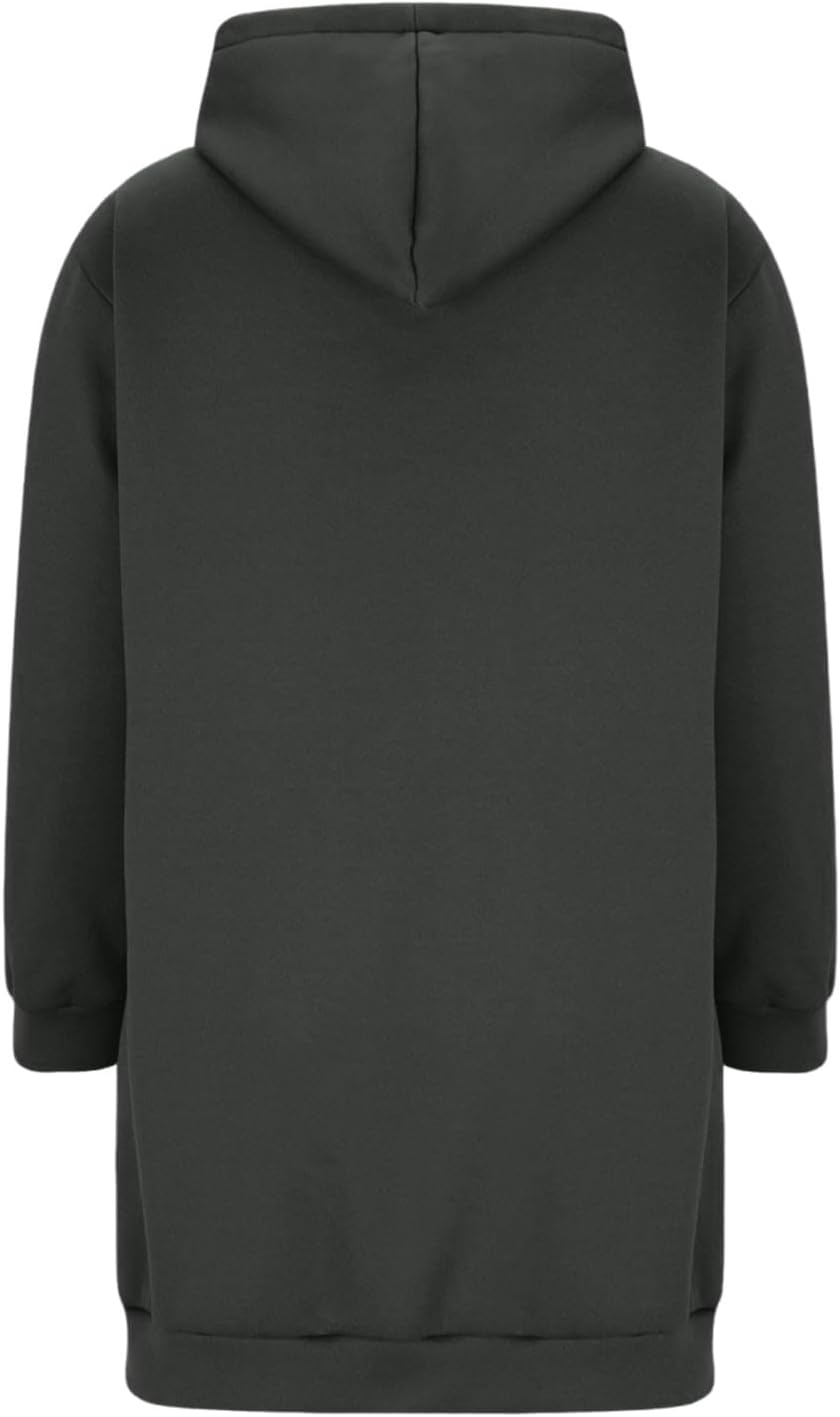 Long Hoodies for Women Zip Up Fleece Oversized Long Sleeve Tunic Sweatshirts with Pockets - Image 3