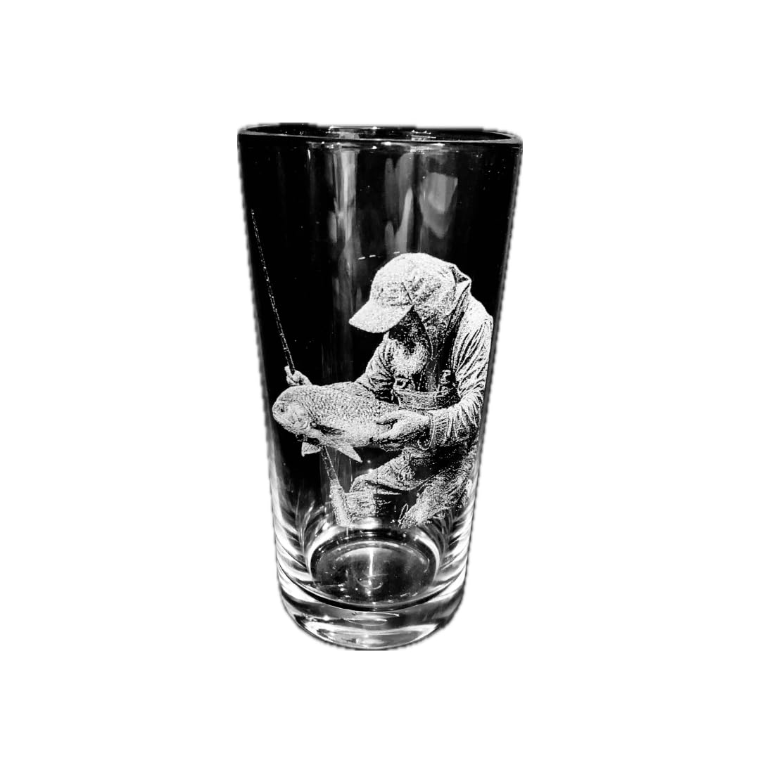Sports & Hobbies Engraved Glass - Personalised Etched, Gift, Wine, Pint, Whiskey, Gin, Decanter, Cup, Tea, Shot, Christmas, Birthday, tankard Coffee, Mug, Beer, Set, vase, (Fishing) โ image 1