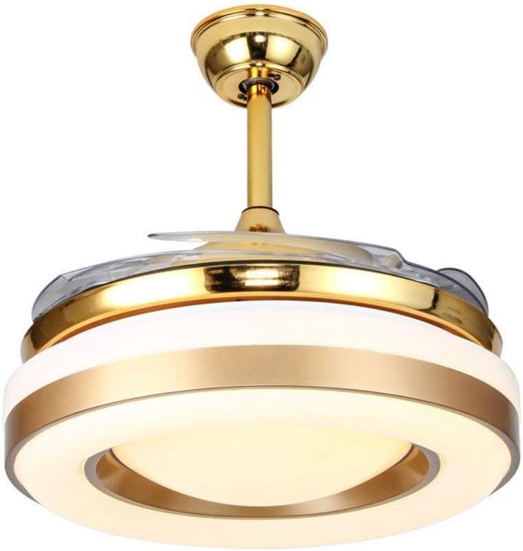 Suреr Dеаl Prоduсt Southerns Lighting 42 Invisible Reversible Ceiling Fan with Light and Remote, 4 Retractable Brown Blades Fan Chandeliers for Bedroom Livingroom, Indoor Ceiling Light Kits with Fans (42 Inch, Gold-05)