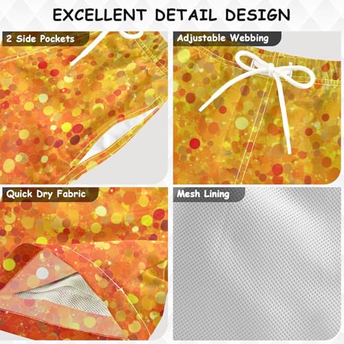 Pigsaly Boys Swim Trunks Yellow Orange Flashing Gradient Glitter Boys Board Shorts Swimsuit Swimwear Summer Bathing Suit 5T3