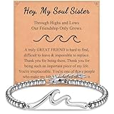 IKIATY Best Friend Bestie Gifts for Women Soul Sister, Friendship Bracelets, Birthday Gifts for Women Friendship, Wave BFF Bracelet for Friends Female Woman, Christmas Valentines Day Gifts for Her