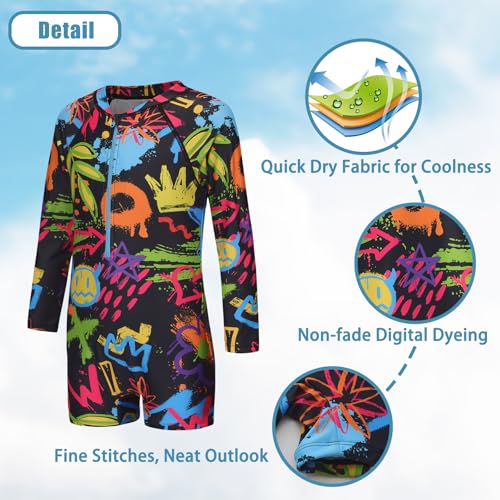Image of Girls One Piece Rash Guard Swimsuits for Girl Long Sleeve Bathing Suits with UPF 50+ Sun Proctection Sunsuits 3-16 Years