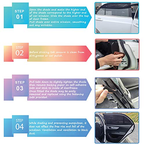 Lemleon Car Window Shade,Automotive Sun Protection For Baby Windshield Mesh Rear Side Kids Sunlight Protection, Double Venting Design, Universal Fit Most Of Cars And Suv's. 2 Pack #TOP3