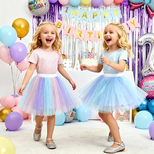 Image of DXTON Girls Tutu Skirt Rainbow Toddler Tulle Ballet Dance Skirt for 3-10Y