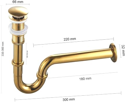 Fause Pop-up Basmalı Paslanmaz Çelik Metal Lavabo Sifonu KSF101 (Altın)