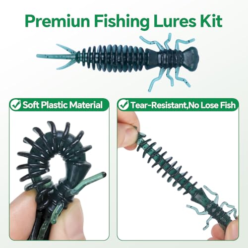 Image of Clearance Bionics-Designed Durable Soft Plastic Fishing Lures Kit with Bonus Accessories, 3 /4 /5 /6 Inch, 9-Type Lifelike Swimbaits in One Gear Set Included Tackle Box for Bass